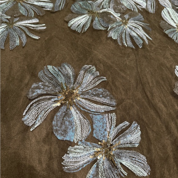 Jovani One Shoulder Black Blue Embroidered Gown - Picture 5 of 9